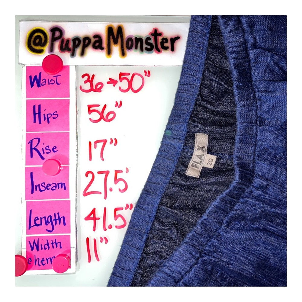 New FLAX Linen Flood Pants 2G 2X Sapphire Blue Melange - Picture 6 of 6